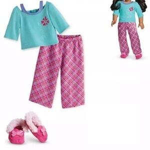American girl doll 
Petals and plaid PJs